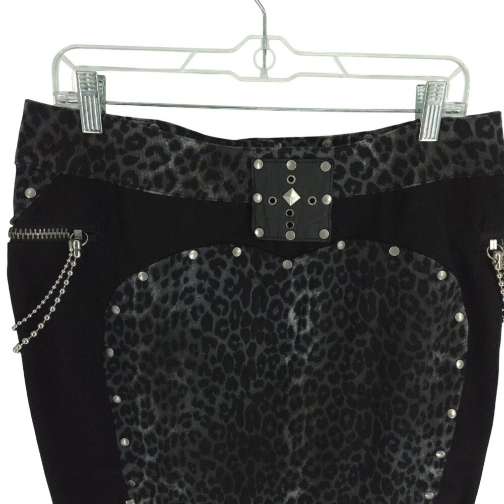 Lip Service Pencil Skirt Punk Grunge Mob wife Animal Print Chains Zippers Y2K L - Picture 9 of 16